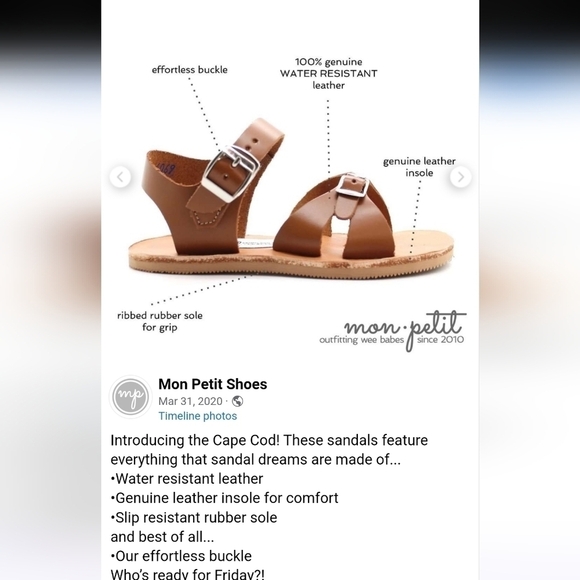 MON PETIT CAPE COD SANDALS EFFORTLESS BUCKLE WATERPROOF LEATHER BROWN GIRLS 13 W - Picture 12 of 15